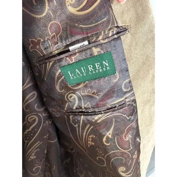Lauren Ralph Lauren Men's Blazer 44R Micro Corduroy Camel Color XC Fast Shipping